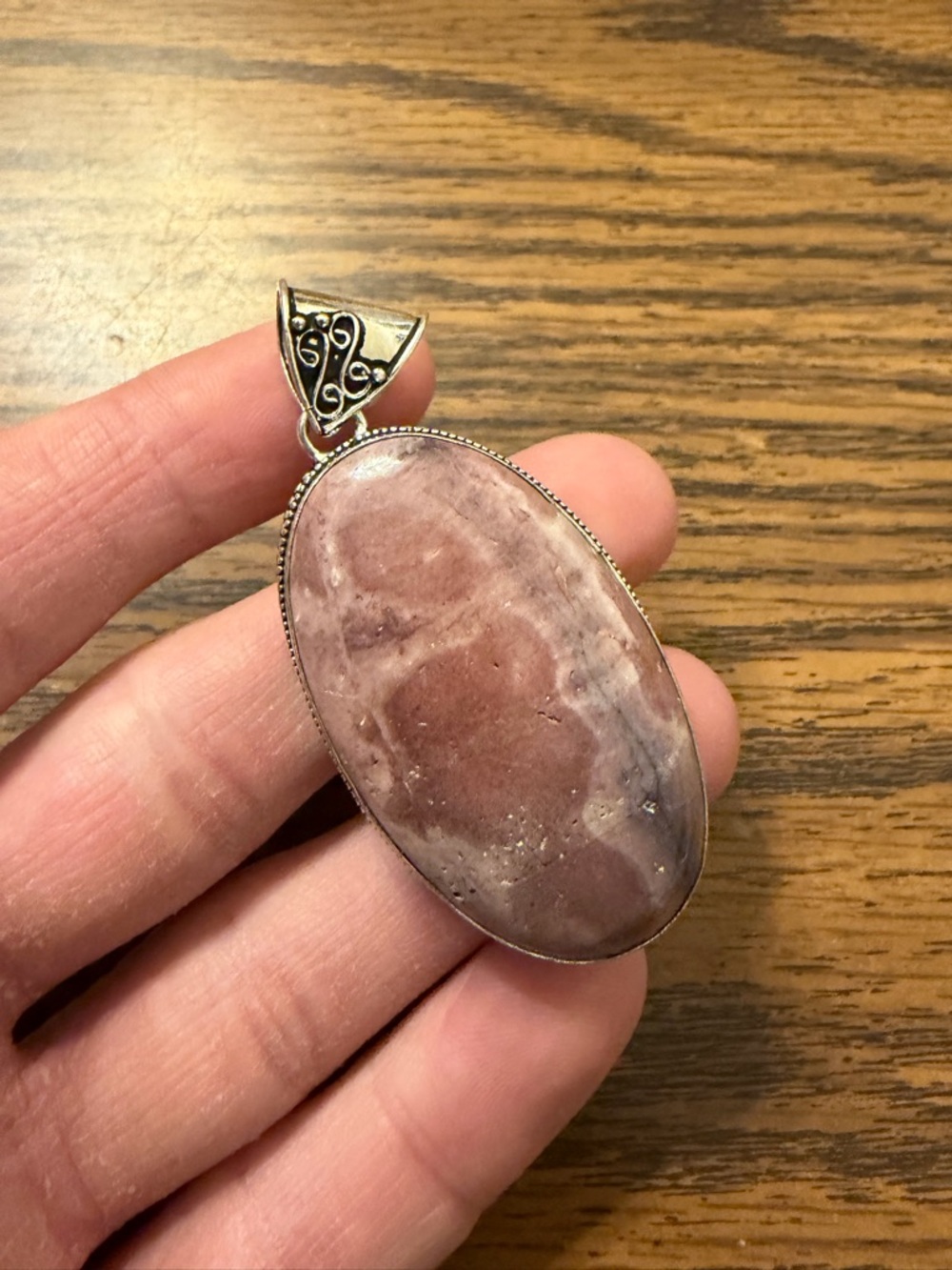 Rhodochrosite Gemstone Pendant Handmade 925 Sterling Silver Pendant